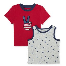 Americana Kids Toddler Boys T-shirt and Tank Top Set