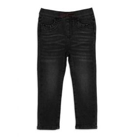 Wonder Nation Baby and Toddler Girls Knit Skinny Jeans Pleated Pocket Denim - Black