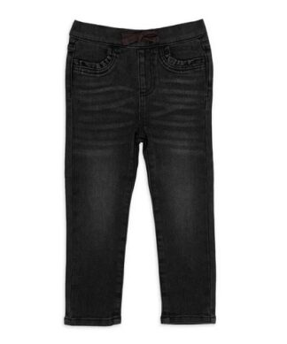 Wonder Nation Baby and Toddler Girls Knit Skinny Jeans Pleated Pocket Denim - Black