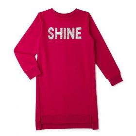 Wonder Nation Girls Long Sleeve Sweatshirt Dress - Shine