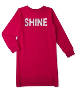 Wonder Nation Girls Long Sleeve Sweatshirt Dress - Shine