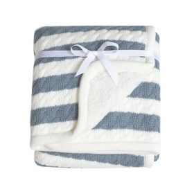Modern Moments by Gerber Infant Baby Boy or Girl Cable Knit Blanket with Sherpa, Blue Stripes