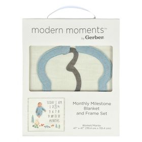 Modern Moments by Gerber Baby Boy Milestone Blanket & Frame Set, 2-Piece