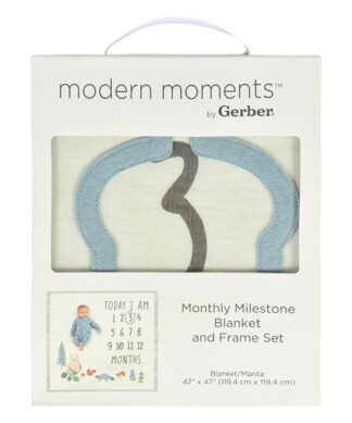Modern Moments by Gerber Baby Boy Milestone Blanket & Frame Set, 2-Piece