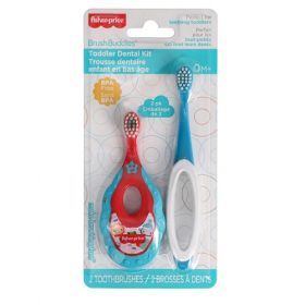Fisher Price Baby/Toddler Toothbrush, Teething Ring & Gum Massager Dental Set - Brush Buddies