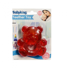 Baby King Water Filled Teddy Bear Teether - BPA Free - Red
