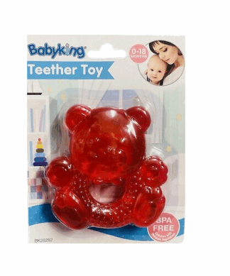 Baby King Water Filled Teddy Bear Teether - BPA Free - Red