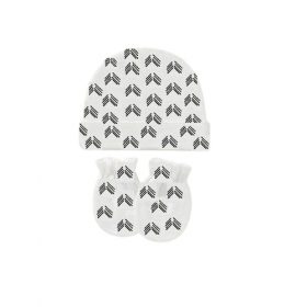 Angel Of Mine Newborn Baby Cap Hat & Mitten Set - Chevron