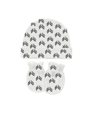 Angel Of Mine Newborn Baby Cap Hat & Mitten Set - Chevron