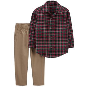 Carter's Baby Boys 2-Piece Plaid Button-Front Top & Pant Set