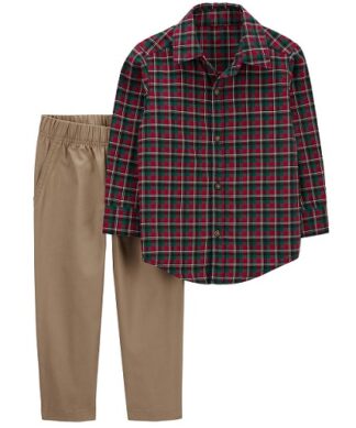 Carter's Baby Boys 2-Piece Plaid Button-Front Top & Pant Set