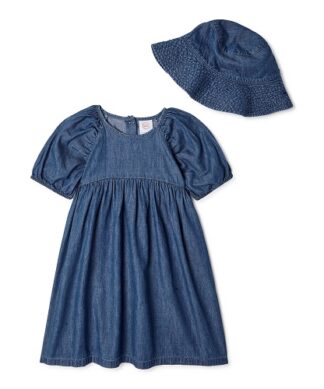 Wonder Nation Baby Toddler Girls Chambray Dress With Bucket Hat