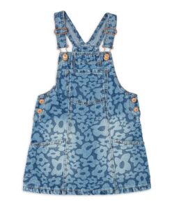 Wonder Nation Toddler Girls Floral Jumper Pinafore -  Blue