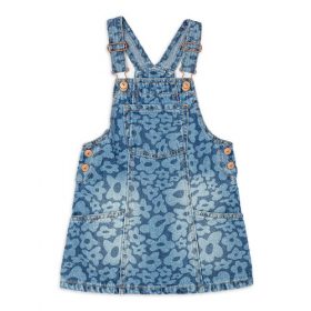 Wonder Nation Toddler Girls Floral Jumper Pinafore -  Blue