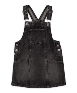Wonder Nation Toddler Girls Floral Jumper Pinafore -  Black Wash