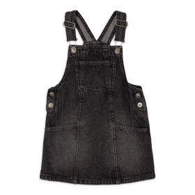 Wonder Nation Toddler Girls Floral Jumper Pinafore -  Black Wash