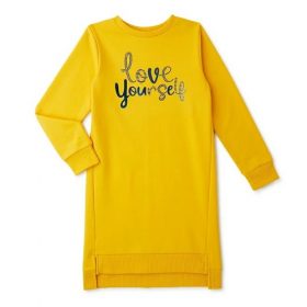 Wonder Nation Girls Long Sleeve Sweatshirt Dress - Love Yourself
