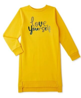 Wonder Nation Girls Long Sleeve Sweatshirt Dress - Love Yourself