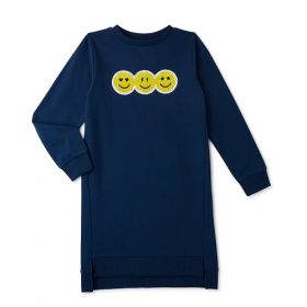 Wonder Nation Girls Long Sleeve Sweatshirt Dress - Emoji