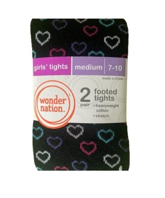 Wonder Nation Flat Heavyweight Girls Pop Socks Tights - 2 Pk Hearts