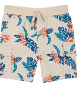 Garanimals Baby Boys Printed Cargo Shorts - Cream Fern