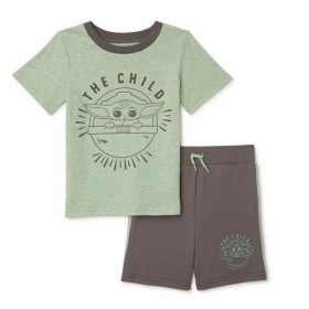 Star Wars The Mandalorian Baby Yoda Boys T-shirt & Shorts 2 Pcs