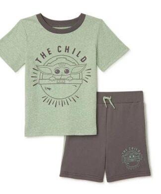 Star Wars The Mandalorian Baby Yoda Boys T-shirt & Shorts 2 Pcs