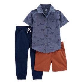 Carter's Child Of Mine Baby Boys’ Button Shirt, Trouser and Shorts Set