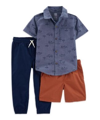 Carter's Child Of Mine Baby Boys’ Button Shirt, Trouser and Shorts Set