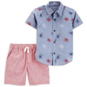 Carter's Child Of Mine Baby Boys’ Button Shirt, Trouser and Shorts Set - Patriot