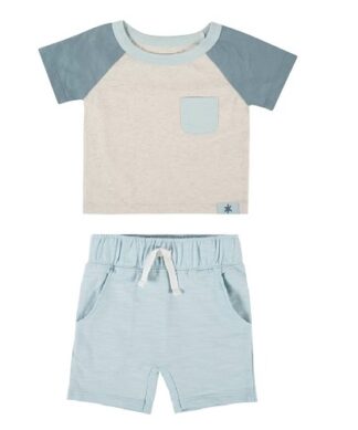 Gerber Modern Moment Baby Boys’ T-Shirt and Shorts Set - Blue