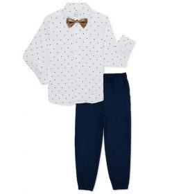 Wonder Nation Baby and Toddler Boys Button-Up Shirt, Bowtie and Pants