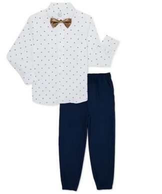 Wonder Nation Baby and Toddler Boys Button-Up Shirt, Bowtie and Pants