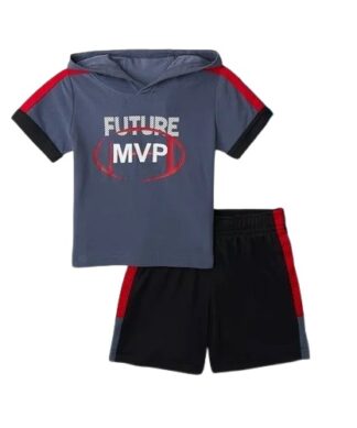 Athletic Works Baby Boys Jersey Hoodie and Shorts Set - Future MVP