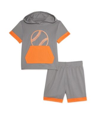 Athletic Works Baby Boys Jersey Hoodie and Shorts Set - Baseball
