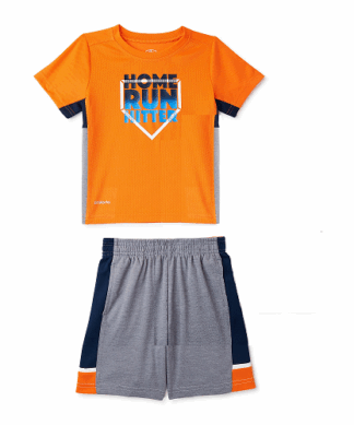 Athletic Works Baby Boys Jersey Raglan and Shorts Set - Orange