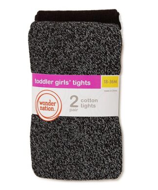 Wonder Nation Baby & Little Kids Knit Cotton Pop Socks - Black Shimmer