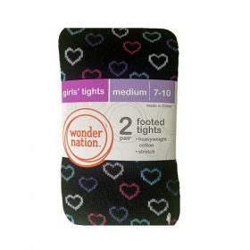 Wonder Nation Baby & Little Kids Knit Cotton Pop Socks - Black Pink Heart