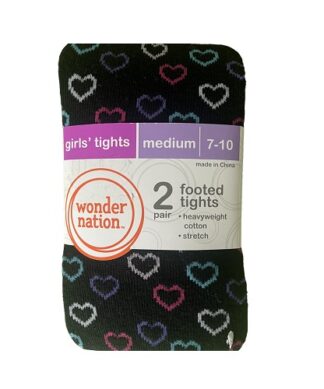 Wonder Nation Baby & Little Kids Knit Cotton Pop Socks - Black Pink Heart