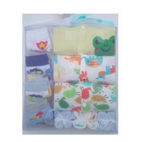 Newborn Baby Overall, Socks & Washcloth 0-3, 3-6, 6-9m Unisex Gift Set.