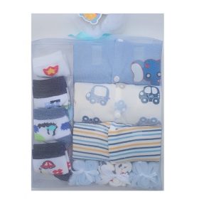 Newborn Baby Overall, Socks & Washcloth 0-3, 3-6, 6-9m Gift Set