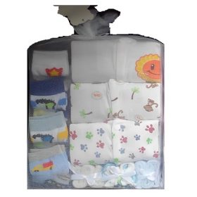 Newborn Baby Overall, Socks & Washcloth 0-3, 3-6, 6-9m Gift Set.