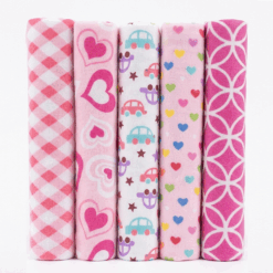 Newborn Baby Girls Flannel Receiving Blanket - 5 in 1