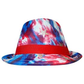 Way To Celebrate American Tie Dye Burlap Fedora Hat