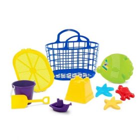 Play Day Beach Basket Sand Mould Toys Set  - 10Pcs