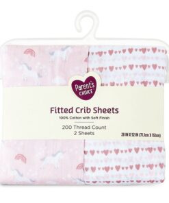 Parent's Choice 2 Pack Cotton Fittted Crib Sheet For Baby Bed - Unicorn