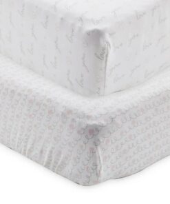 Parent's Choice 2 Pack Cotton Fittted Crib Sheet For Baby Bed - Pink Hearts