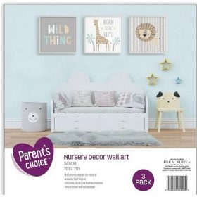 Parent's Choice 3 Piece Set Baby Nursery Canvas Wall Art Jungle