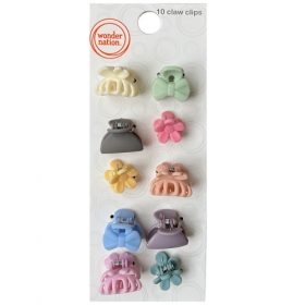 Wonder Nation Girls Little Hair Clips Assortment- Pastel Colors  10 Pcs