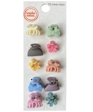 Wonder Nation Girls Little Hair Clips Assortment- Pastel Colors  10 Pcs